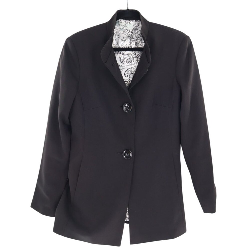 Emily‎ Blazer Womens 10 Black Classic Professional Modern Formal Polished Career